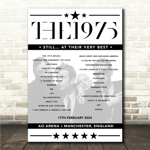 The 1975 - Concert Setlist Poster Print Canvas - AO Arena, Manchester, England - February 17th 2024