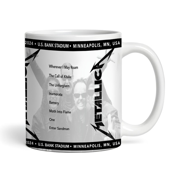 Metallica Concert Setlist Gig Mug - U.S. Bank Stadium, Minneapolis, MN, USA - August 18th 2024