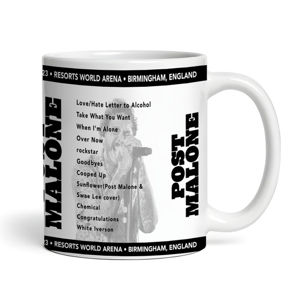 Post Malone Concert Setlist Gig Mug - Resorts World Arena, Birmingham, England - May 14th 2023