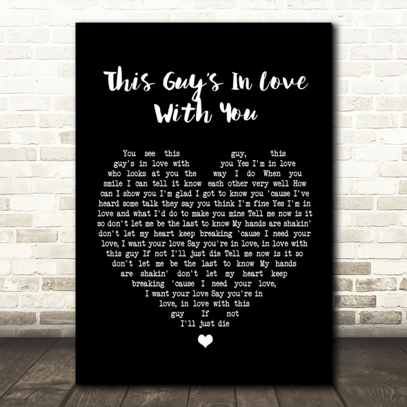 Herb Albert This Guy?Æs in love with you Black Heart Song Lyric Quote Print