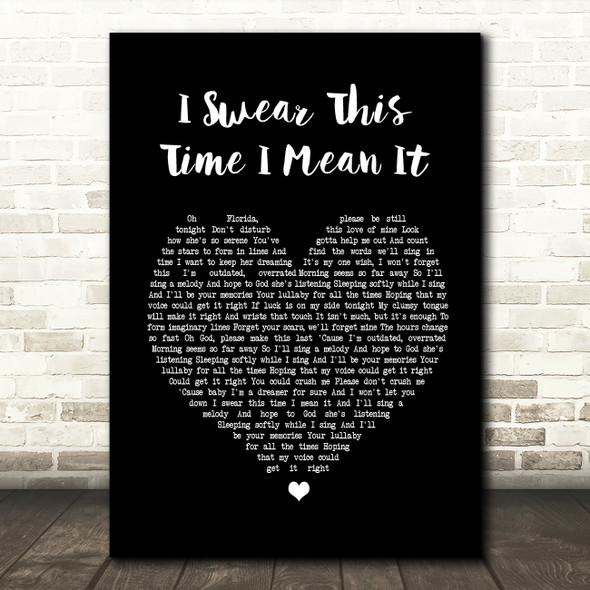 Mayday Parade I Swear This Time I Mean It Black Heart Song Lyric Quote Print