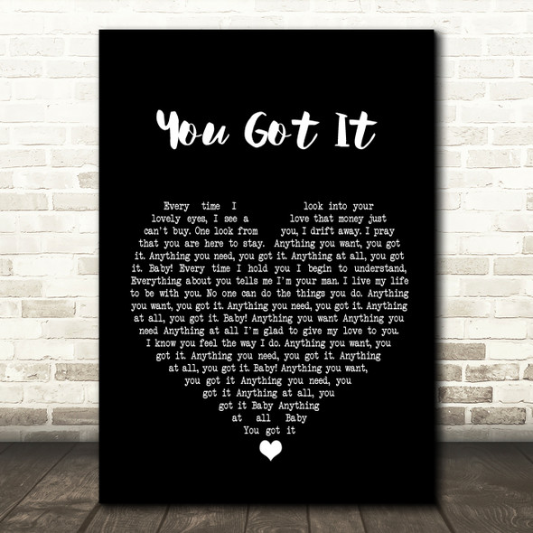 Roy Orbison You Got It Black Heart Song Lyric Print