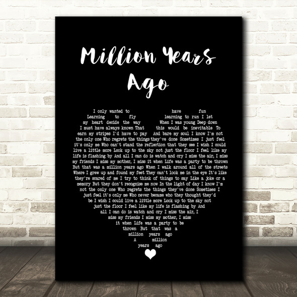 Adele Million Years Ago Black Heart Song Lyric Quote Print