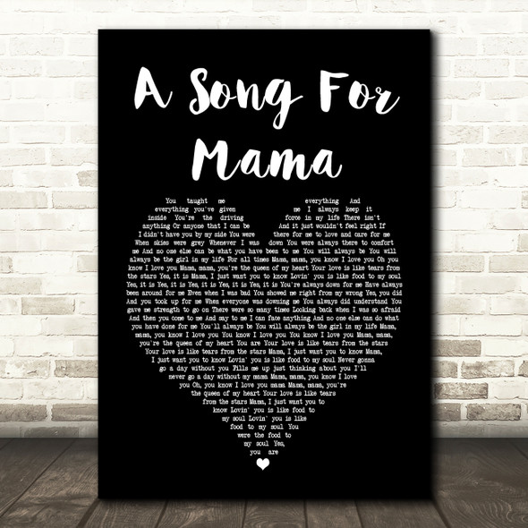 Boyz II Men A Song For Mama Black Heart Song Lyric Quote Print