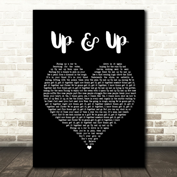 Coldplay Up&Up Black Heart Song Lyric Quote Print