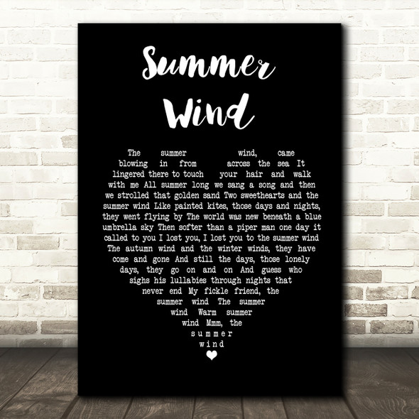 Frank Sinatra Summer Wind Black Heart Song Lyric Quote Print