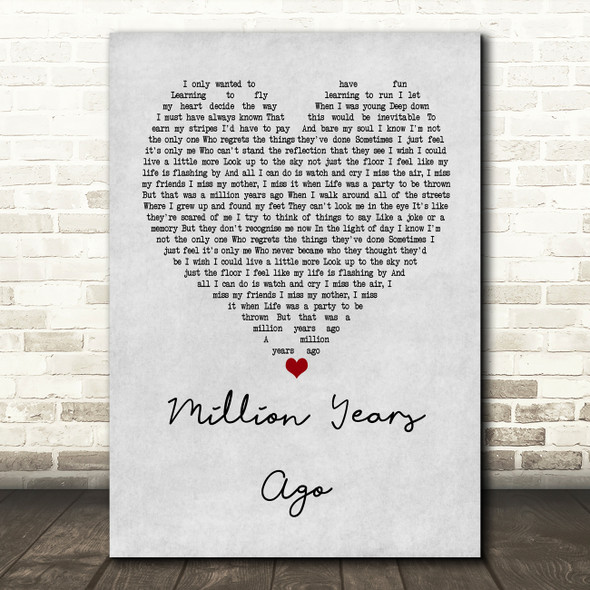 Adele Million Years Ago Grey Heart Quote Song Lyric Print