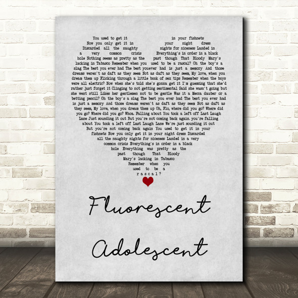 Arctic Monkeys Fluorescent Adolescent Grey Heart Quote Song Lyric Print