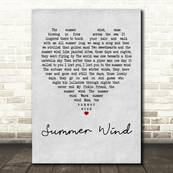 Frank Sinatra Summer Wind Grey Heart Quote Song Lyric Print