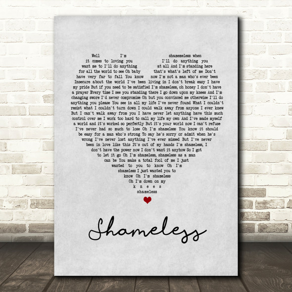 Garth Brooks Shameless Grey Heart Quote Song Lyric Print