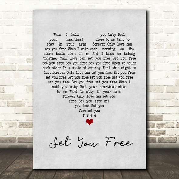 N-Trance Set You Free Grey Heart Quote Song Lyric Print