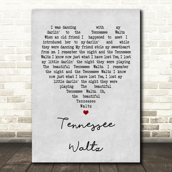 Patti Page Tennessee Waltz Grey Heart Quote Song Lyric Print