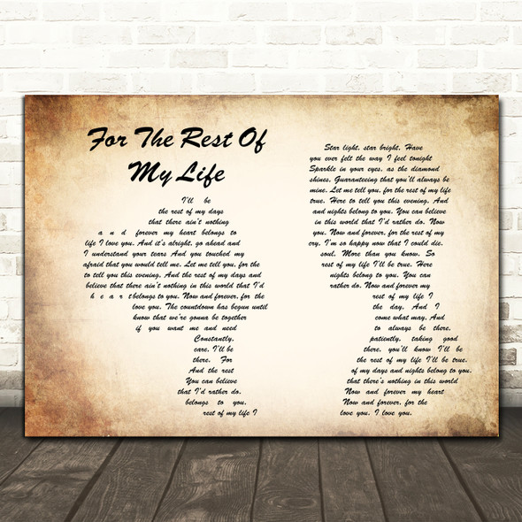 Brian McKnight For The Rest Of My Life Man Lady Couple Song Lyric Quote Print