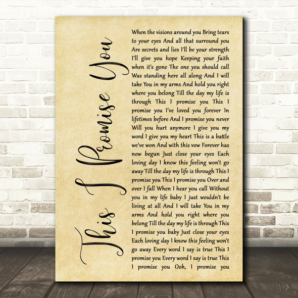 N Sync This I Promise You Rustic Script Song Lyric Quote Print