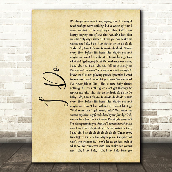 Colbie Caillat I Do Rustic Script Song Lyric Quote Print