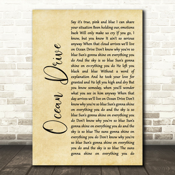Lighthouse Family Ocean Drive Rustic Script Song Lyric Quote Print