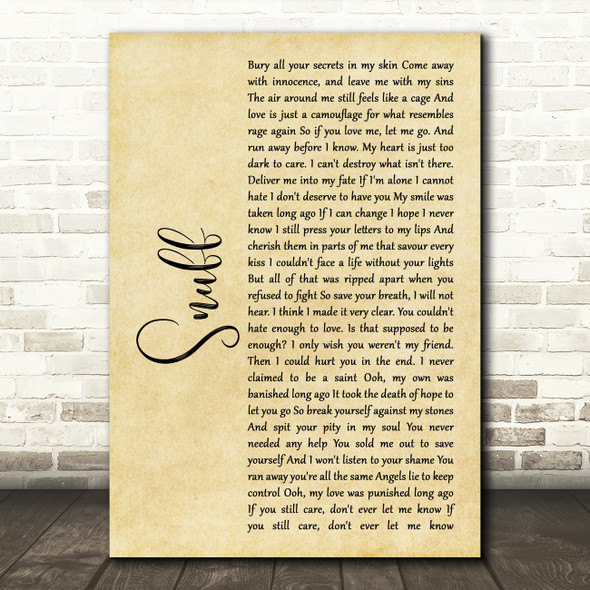 Slipknot Snuff Rustic Script Song Lyric Quote Print