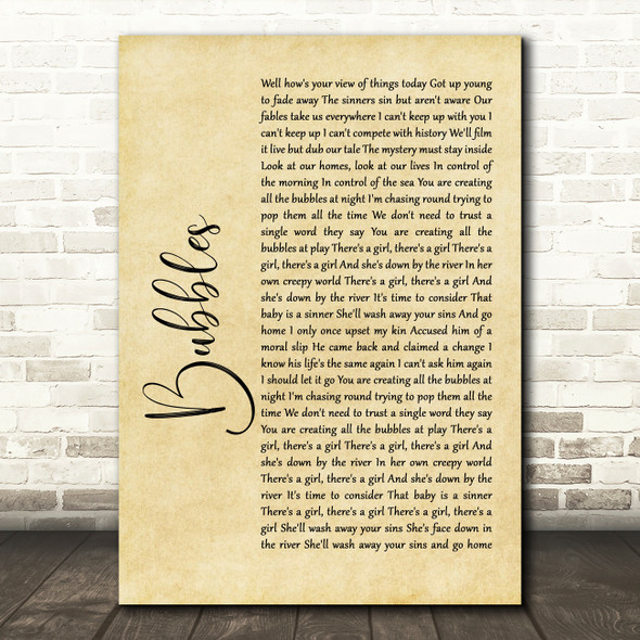 Biffy Clyro Bubbles Rustic Script Song Lyric Quote Print