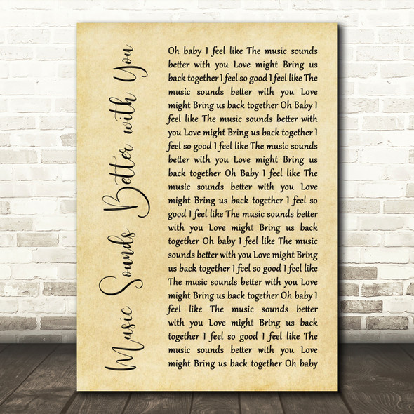 Stardust Music Sounds Better with You Rustic Script Song Lyric Quote Print