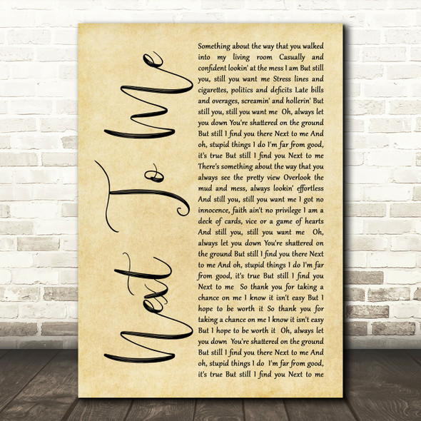 Imagine Dragons Next To Me Rustic Script Song Lyric Quote Print
