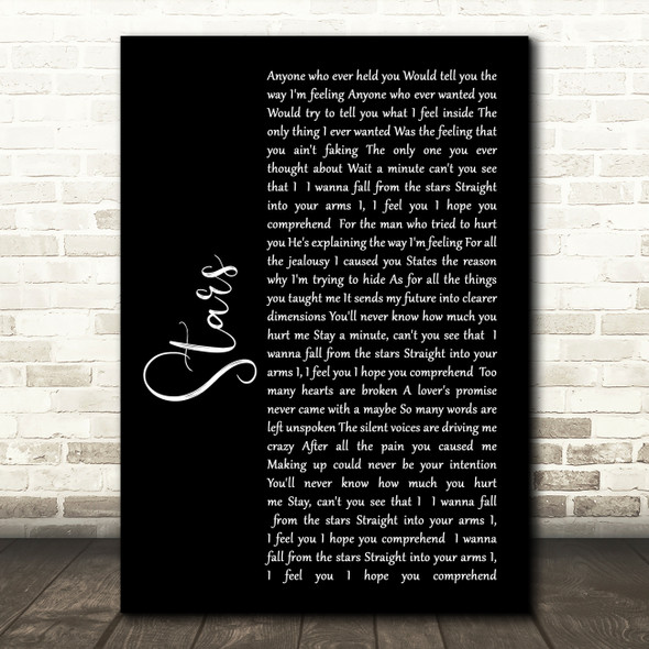 Simply Red Stars Black Script Song Lyric Quote Print