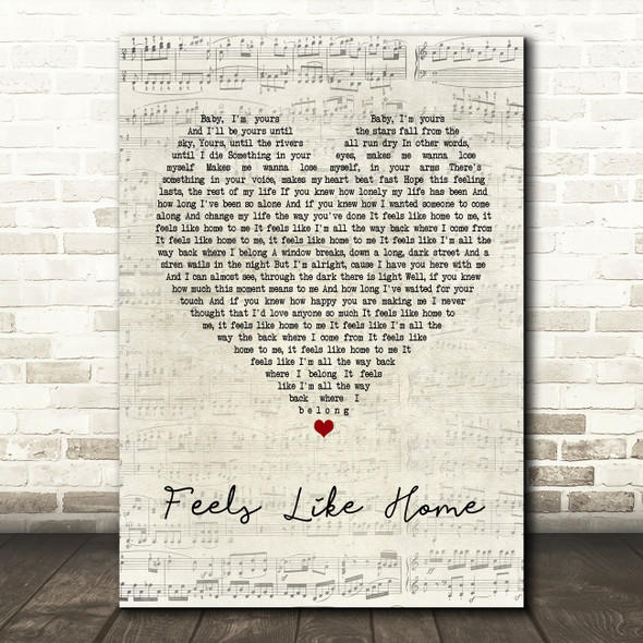 Edwina Hayes Feels Like Home Script Heart Quote Song Lyric Print