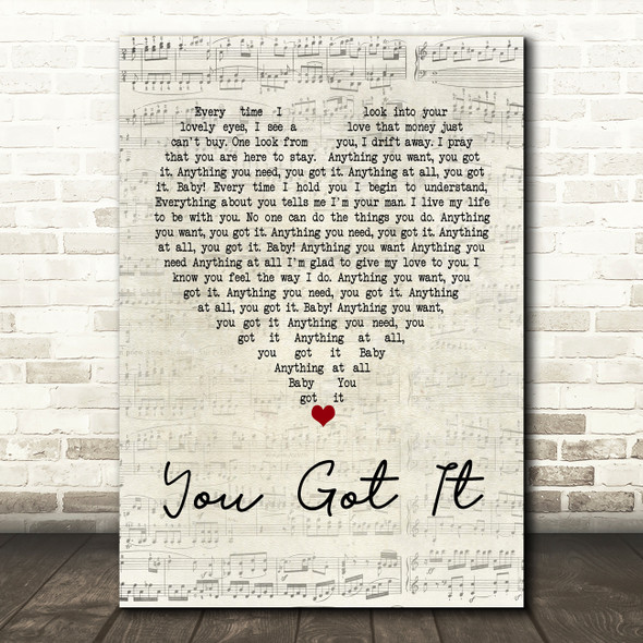 Roy Orbison You Got It Script Heart Quote Song Lyric Print