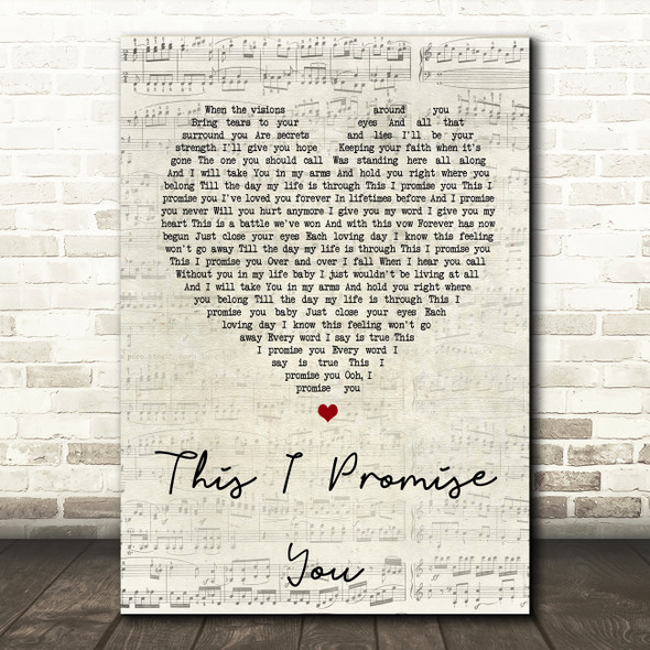 N Sync This I Promise You Script Heart Song Lyric Quote Print