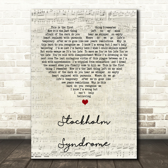 Blink-182 Stockholm Syndrome Script Heart Song Lyric Quote Print