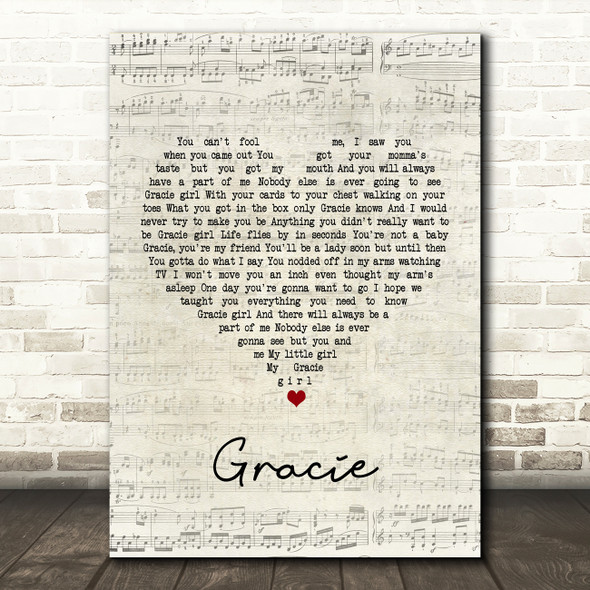 Ben Folds Gracie Script Heart Song Lyric Quote Print