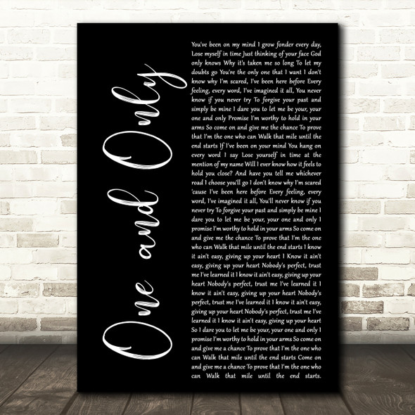 Adele One And Only Black Script Song Lyric Quote Print