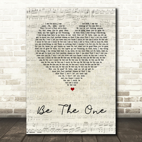 Dua Lipa Be The One Script Heart Song Lyric Quote Print