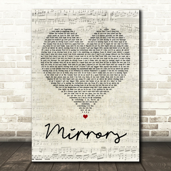 Justin Timberlake Mirrors Script Heart Song Lyric Quote Print