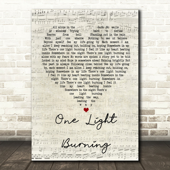 Richie Sambora One Light Burning Script Heart Song Lyric Quote Print