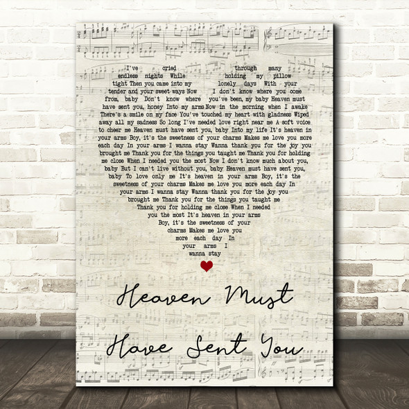 The Elgins Heaven Must Have Sent You Script Heart Song Lyric Quote Print