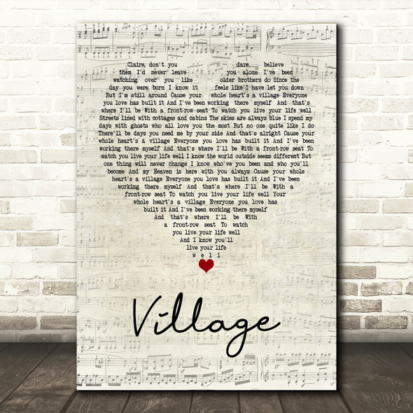 Cam Village Script Heart Quote Song Lyric Print