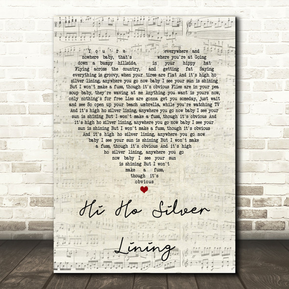 Jeff Beck Hi Ho Silver Lining Script Heart Quote Song Lyric Print