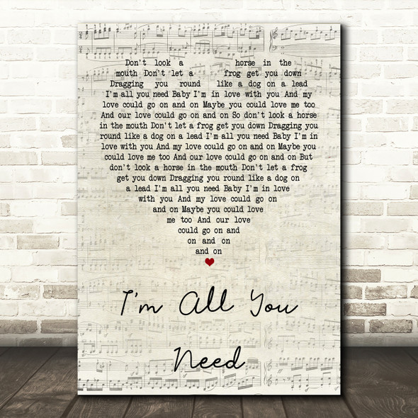 The Divine Comedy I'm All You Need Script Heart Quote Song Lyric Print