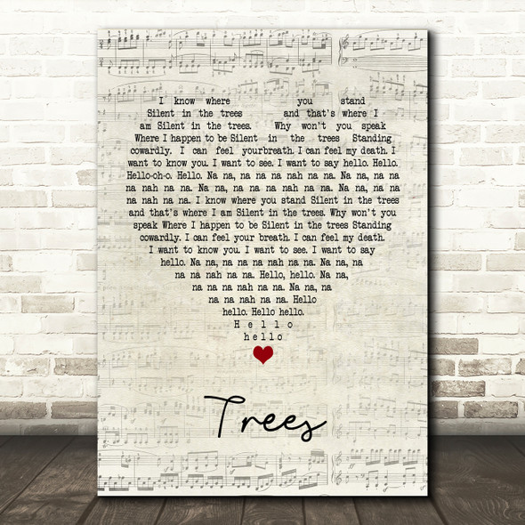 Twenty One Pilots Trees Script Heart Quote Song Lyric Print