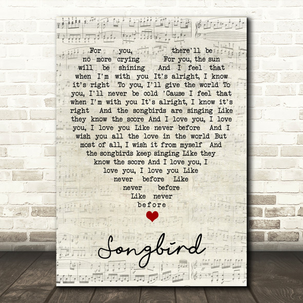 Songbird Fleetwood Mac Script Heart Quote Song Lyric Print