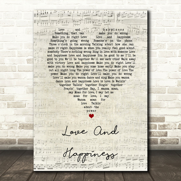 Al Green Love And Happiness Script Heart Song Lyric Quote Print