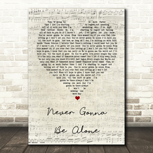 Nickelback Never Gonna Be Alone Script Heart Song Lyric Quote Print