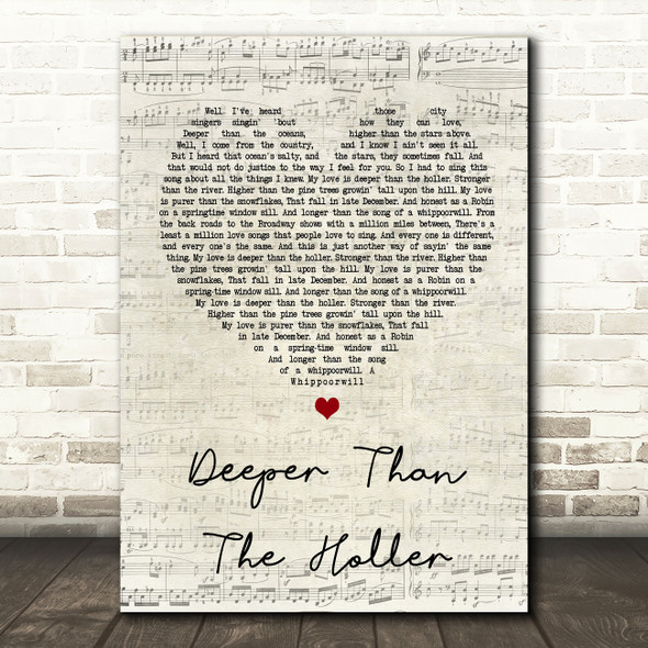 Randy Travis Deeper Than The Holler Script Heart Song Lyric Quote Print