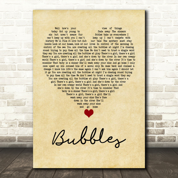 Biffy Clyro Bubbles Vintage Heart Quote Song Lyric Print