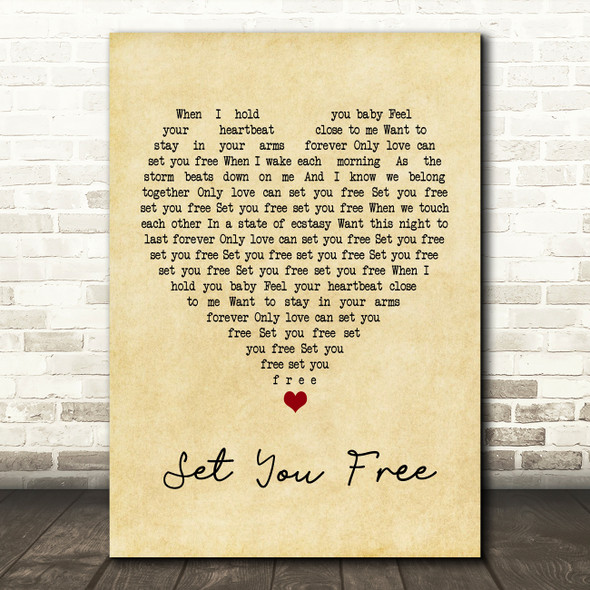 N-Trance Set You Free Vintage Heart Quote Song Lyric Print