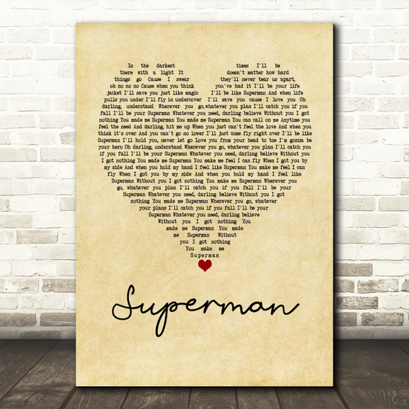 Scouting For Girls Superman Vintage Heart Quote Song Lyric Print