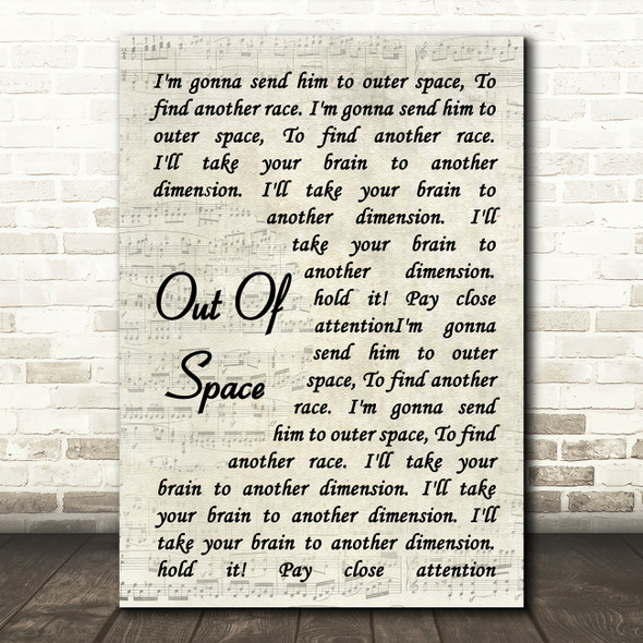 The Prodigy Out Of Space Song Lyric Vintage Script Quote Print