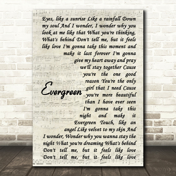 Will Young Evergreen Song Lyric Vintage Script Quote Print