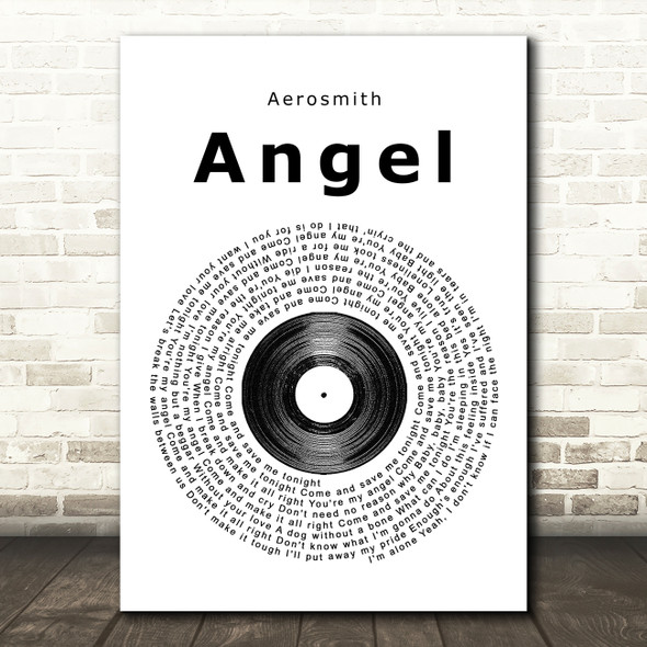 Aerosmith Angel Vinyl Record Song Lyric Quote Print