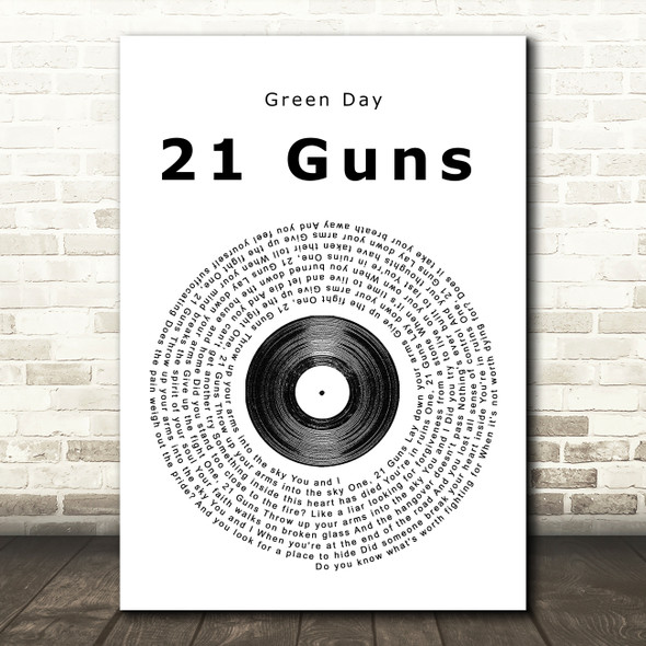 Green Day 21 Guns Vinyl Record Song Lyric Quote Print